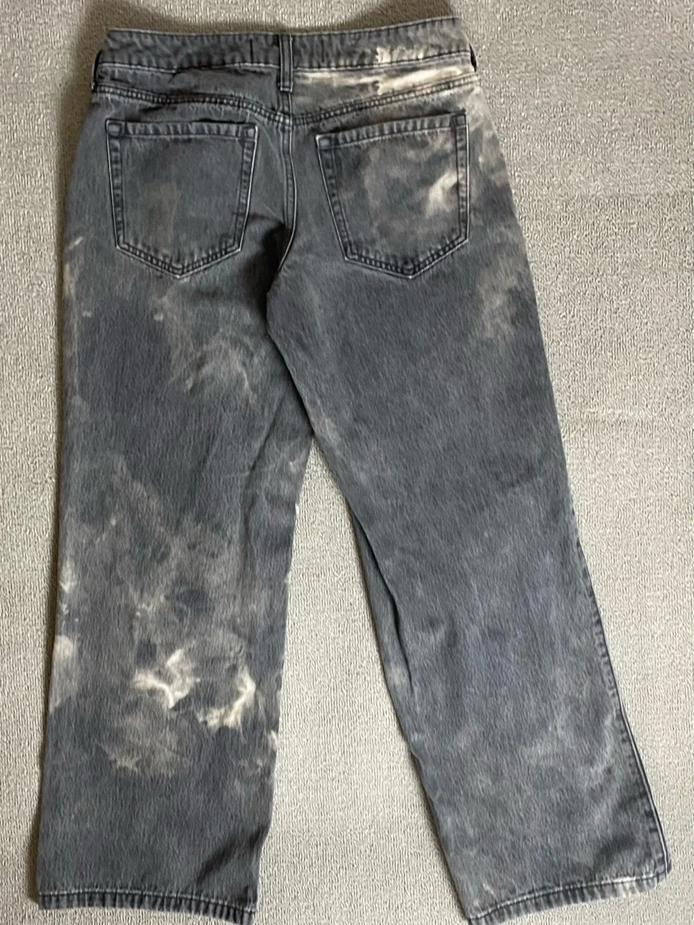 Hollister Washed Bleached Dark Gray Low-Rise Blokecore Streetwear Baggy Jeans